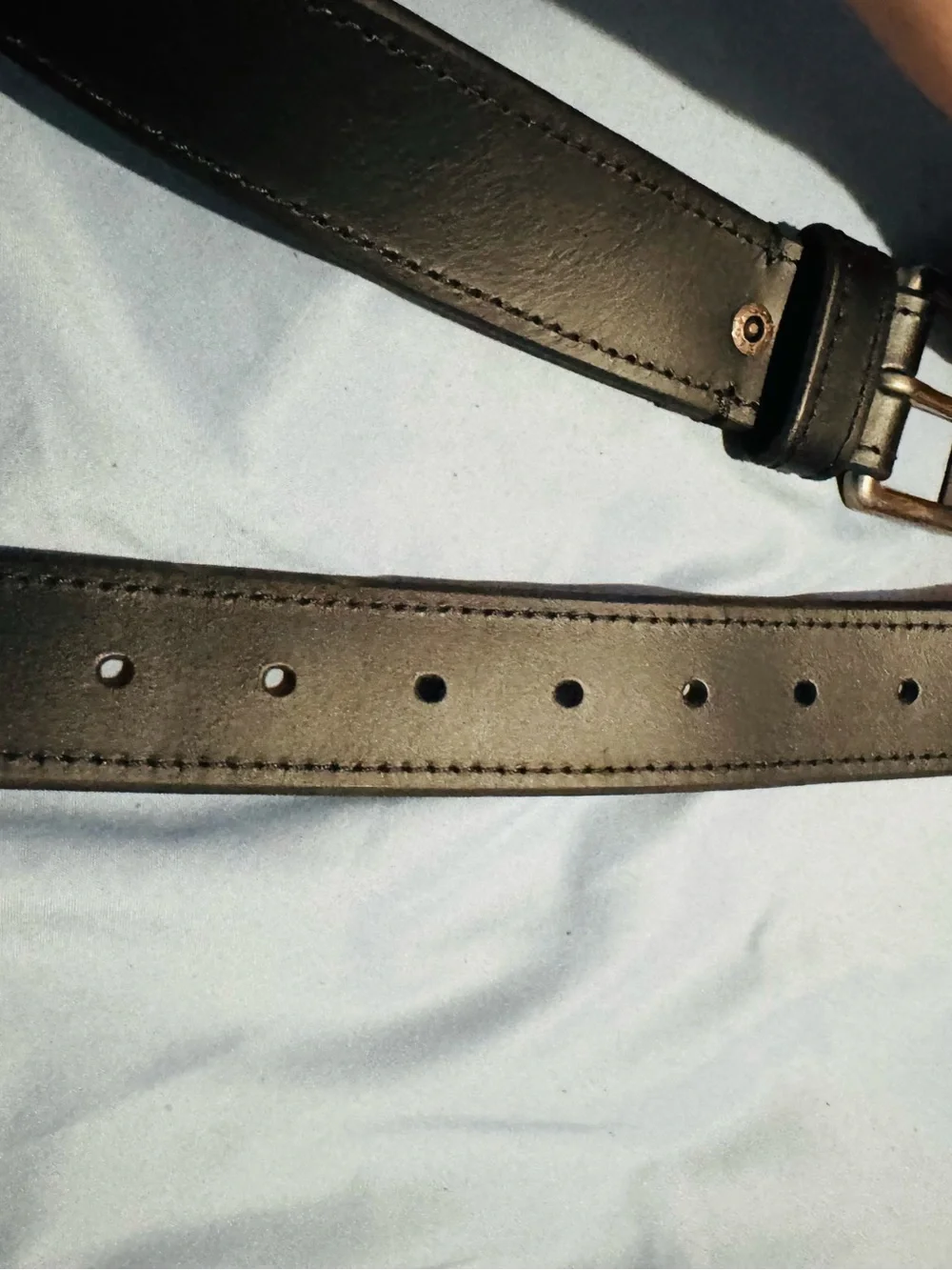 Black Leather Men's Belt with Metal Buckle Size 42-44